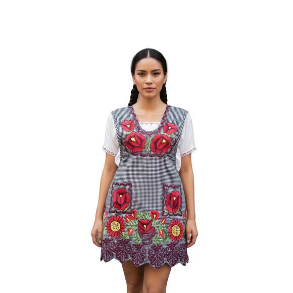 Mexican Folkloric apron embroidered  one of a kind mexico todo corazon - Picture 3 of 9